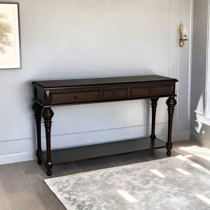Console Retro Classical, H 33,86 po x l 59,06 po x P 17,72 po, Bois brun foncé