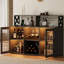 Meuble bar à vin moderne avec éclairage DEL et prises électriques – Buffet indépendant avec casier à vin, porte-verres et grand espace de rangement – ​​Idéal pour la salle à manger, la cuisine ou le salon-1744434831