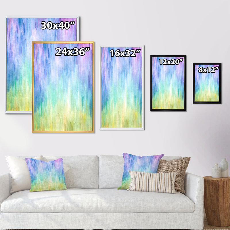 «Living Ink Rainbow», peinture sur toile, H 20 po x l 12 po x P 1 po, Cadre flottant doré