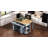 47 Inch Kitchen Island With Extendable Dining Table, Rubber Wood Veneer Kitchen Table With Internal Storage Rack