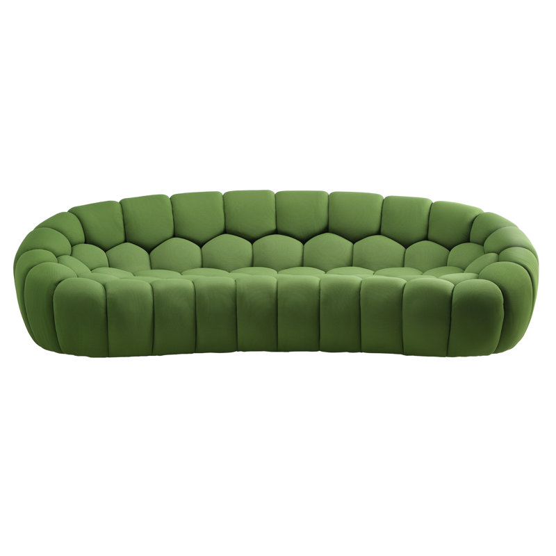 Modern 104" Upholstered 3-seater Sofa, Green Microfiber / Microsuede