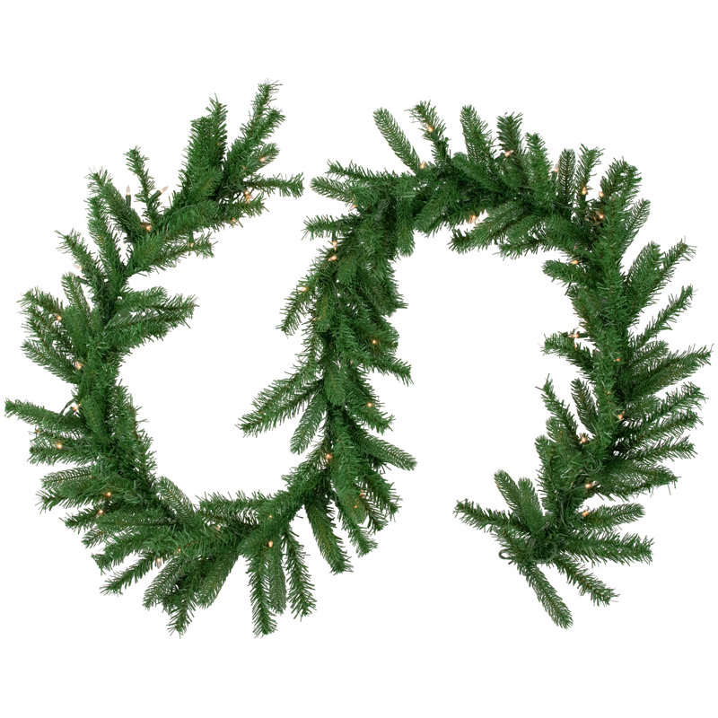 9' Green Artificial Christmas Garland with Clear Lights