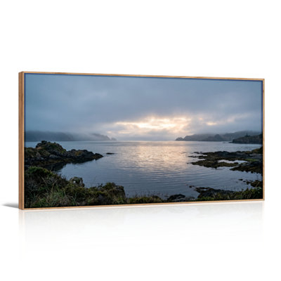 Ensemble de 1 tableau sur toile représentant un coucher de soleil sur la côte