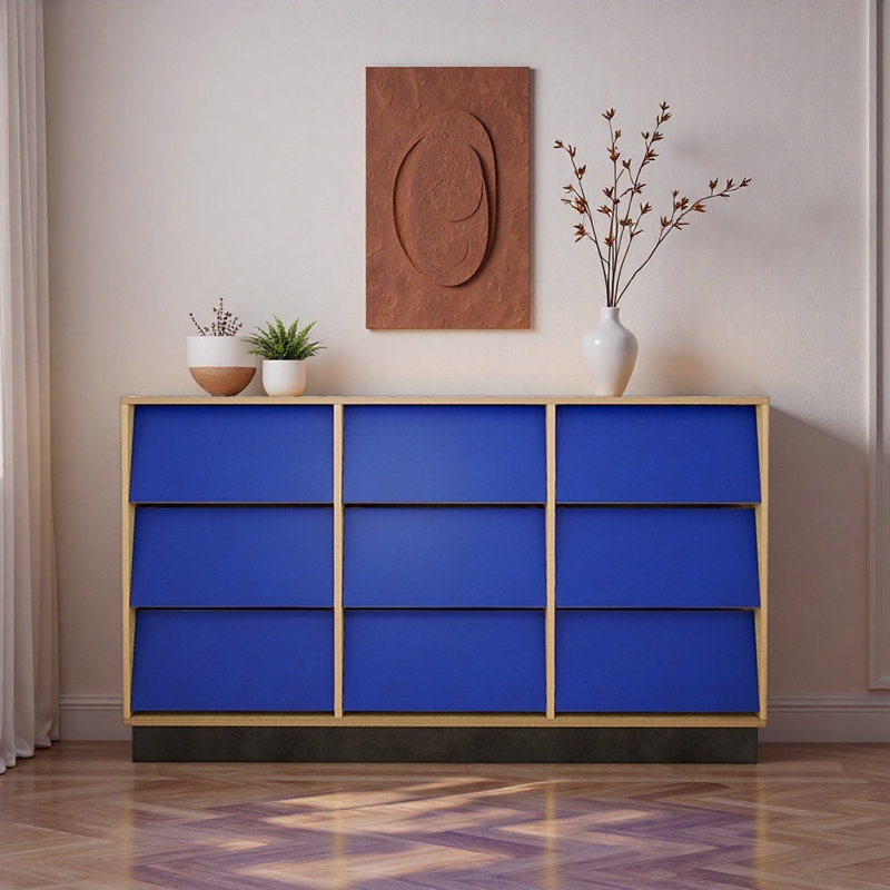 Buffet haut de gamme à neuf tiroirs, Bleu