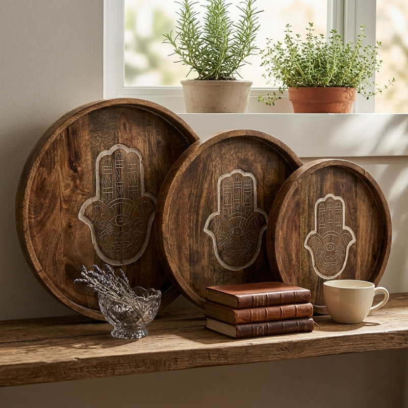 Plateau en bois Hamsa