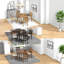 Ensembles de table de salle à manger 5 pièces peu encombrants, bois brun clair, design moderne pour petite cuisine