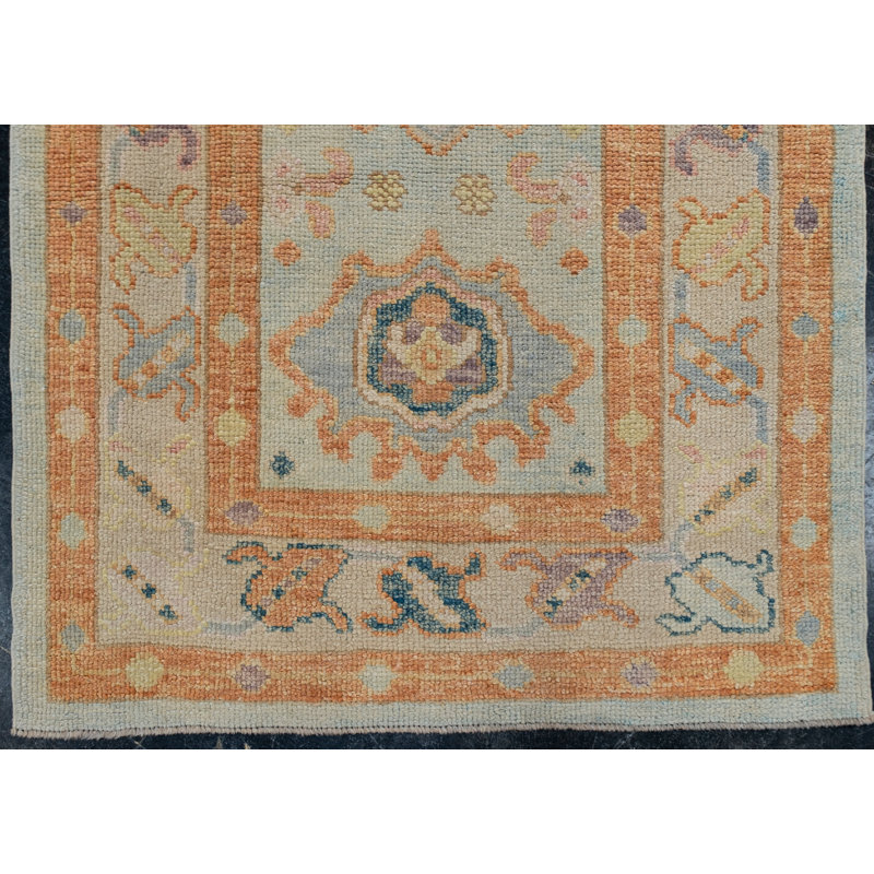Tapis turc Oushak fait à la main 3 pi 1 po x 9 pi 6 po