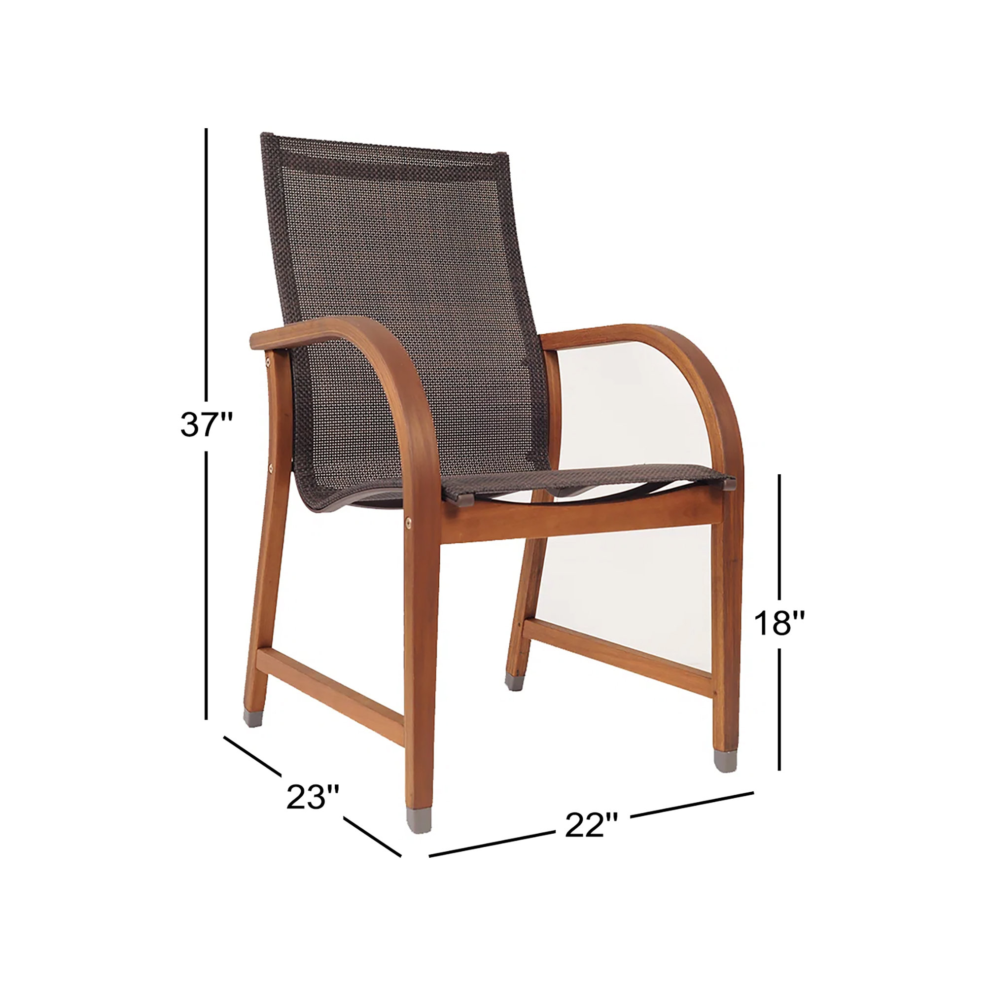 Alyisa Wood Modern Patio Dining Chair, Brown