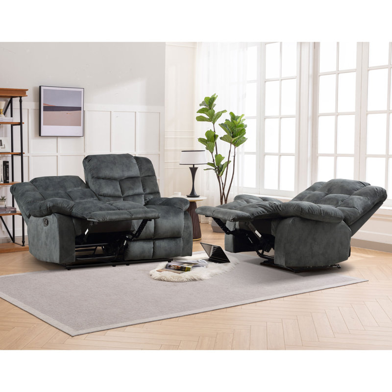 Ensemble de salon inclinable 2 pièces Rogie, Gris