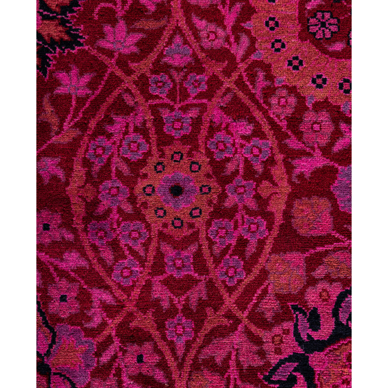 Overdyed Hand-Knotted Wool Modern-Contemporary Pink Area Rug 8' 1" x 10' 2"