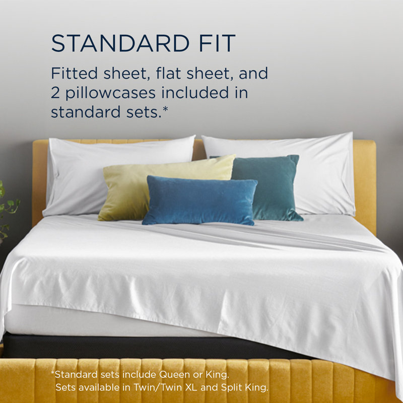 Tempur-ProAir Sheet Set, Queen Sheet Set + 1 Fitted Sheet + 2 Pillowcases, White
