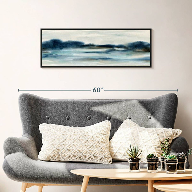 Vue panoramique sur la baie, 37 po x 13 po, Cadre flottant noir