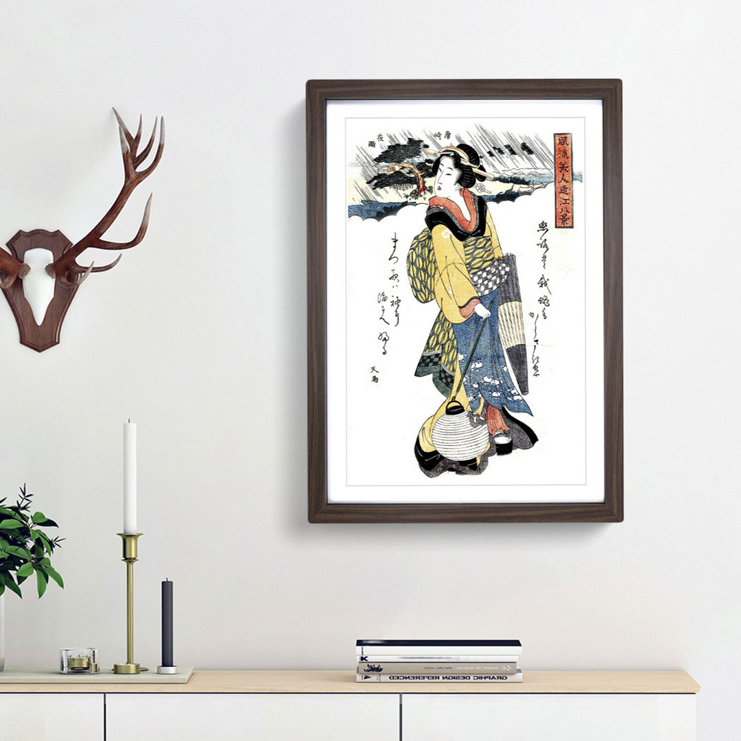 Evening Rain at Karasaki by Eizan Kikukawa - Picture Frame Painting Print