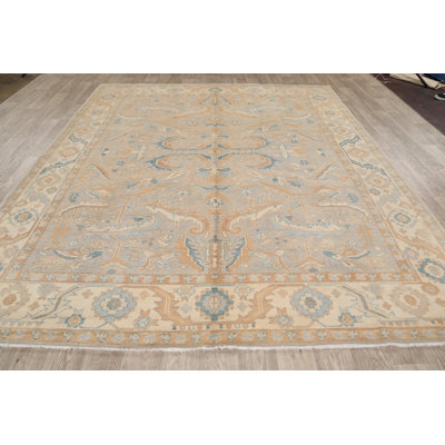 Tapis décoratif en laine noué à la main de conception unique 8 pi 3 po x 9 pi 9 po noué à la main New Age Khotan