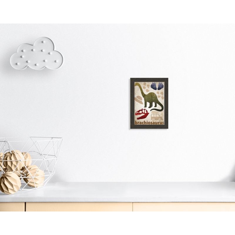 Adhésif décoratif dinosaures-03 ', H 16 po x l 12 po x P 0,625 po, Encadré plat à grain de bois noir
