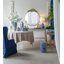 Grand miroir mural rond 36 po x 41 po avec cadre en métal doré