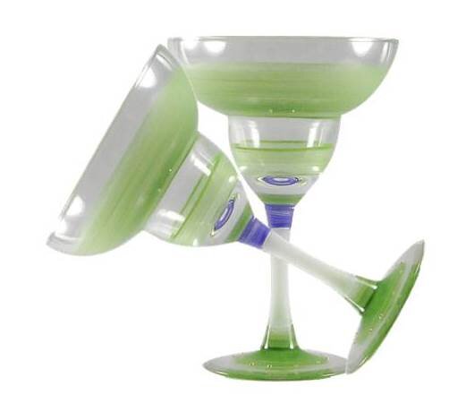 Handblown Striped Martini/Margarita Glasses, Set of 2