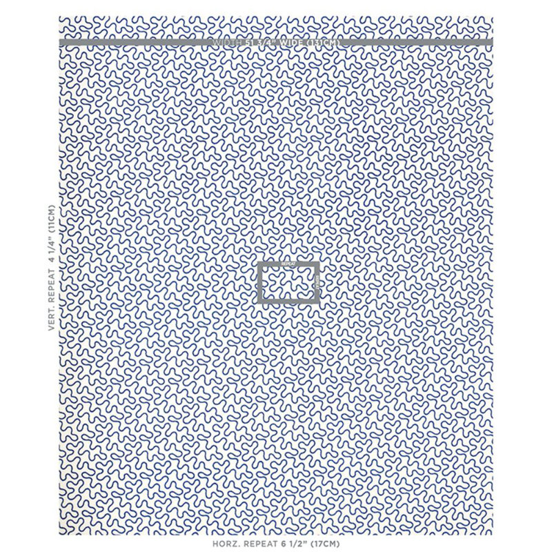 Tissu Schumacher x Celerie Kemble, Bleu sur ivoire
