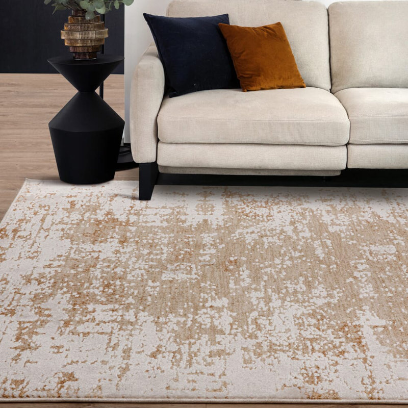 Dune Abstract Orange/Ivory Area Rug, Rectangle 240 x 340 cm