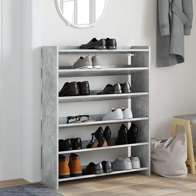 18 Pair Shoe Rack, Concrete Grey