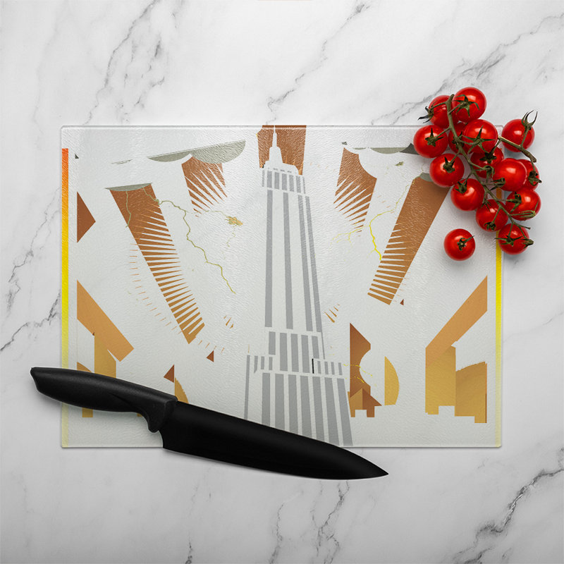 Art Deco Skyscraper Glass Chopping Board
