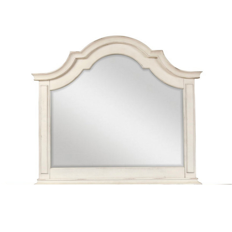 Miroir de commode Maia 43 x 46 avec plateau courbé, peuplier et chêne, blanc antique