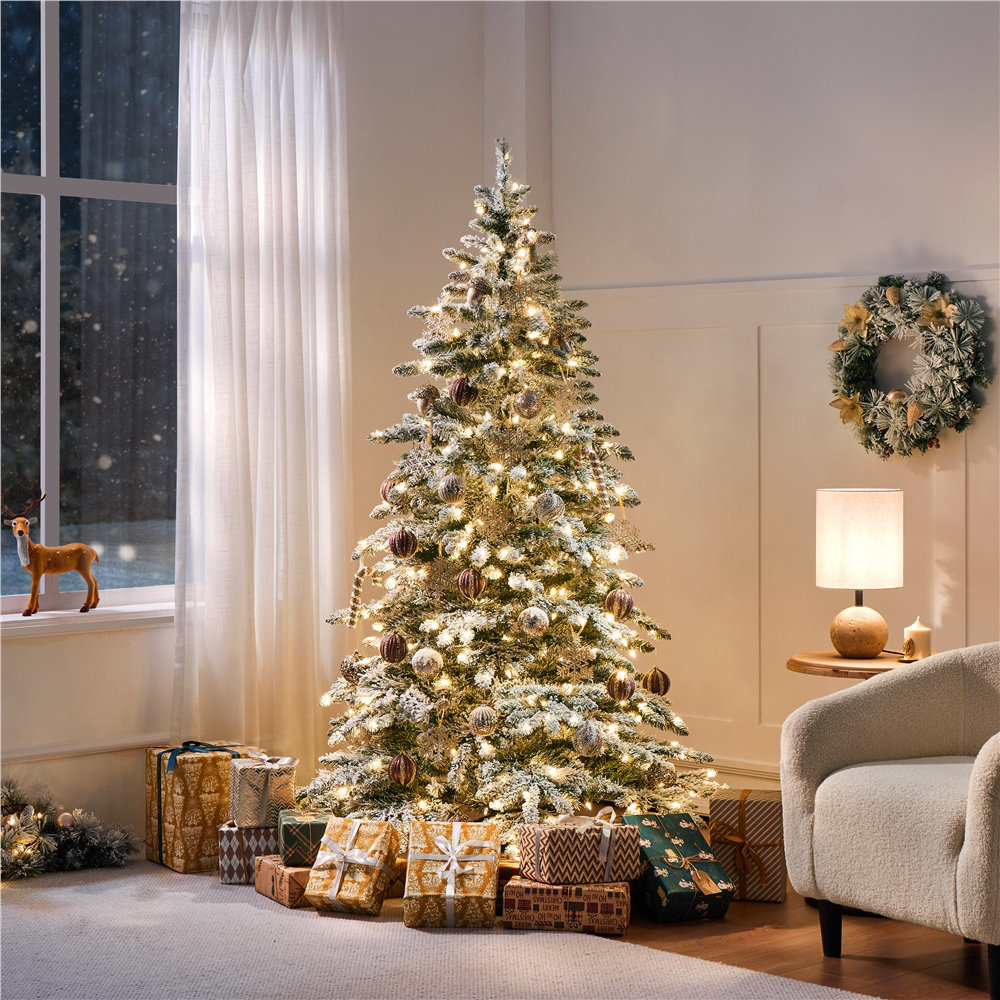 Frosted Pre-Lit Fir Christmas Tree, 6' H