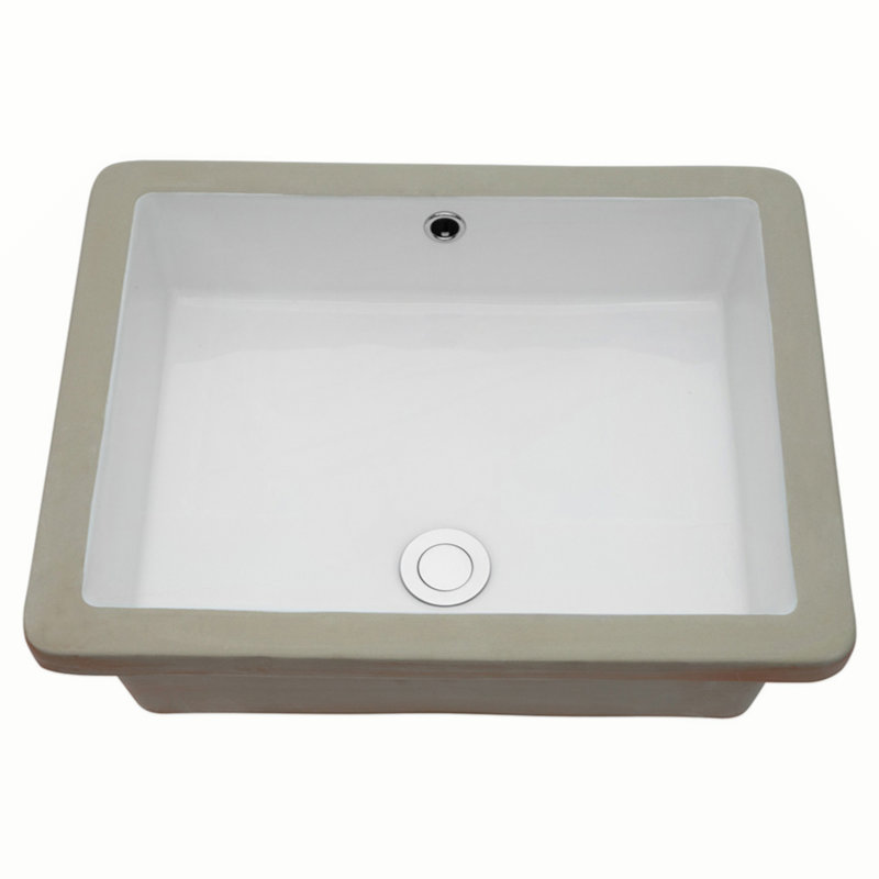 20 Inch White Ceramic Rectangular Undermount Bathroom Sink with Overflow