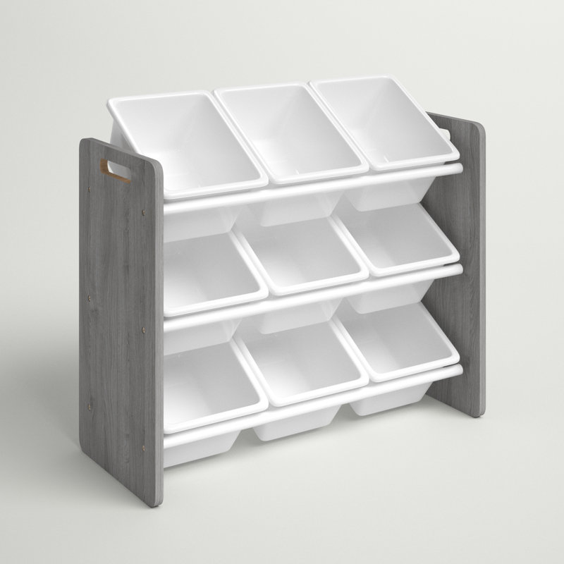 Organisateur de jouets pour enfants Nael, Gris mat / blanc