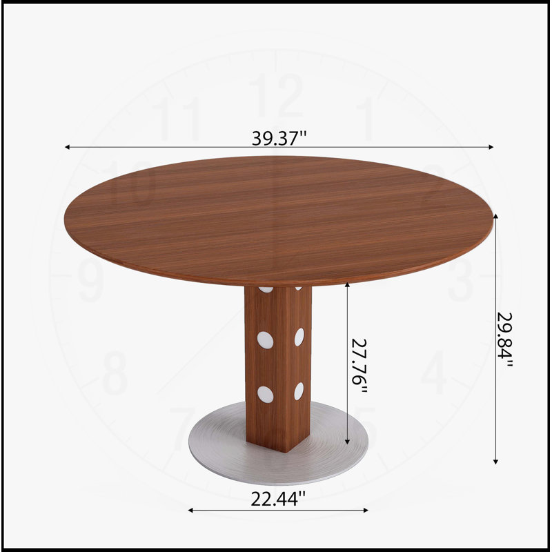 Table de salle à manger en bois massif Farmhouse, H 29,84 po x L 39,37 po x l 39,37 po, Noyer