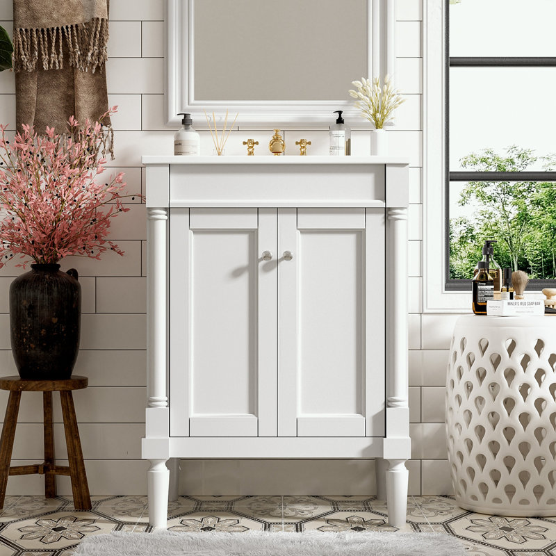 Rangement pour salle de bain Pollark, Blanc, Argent argent
