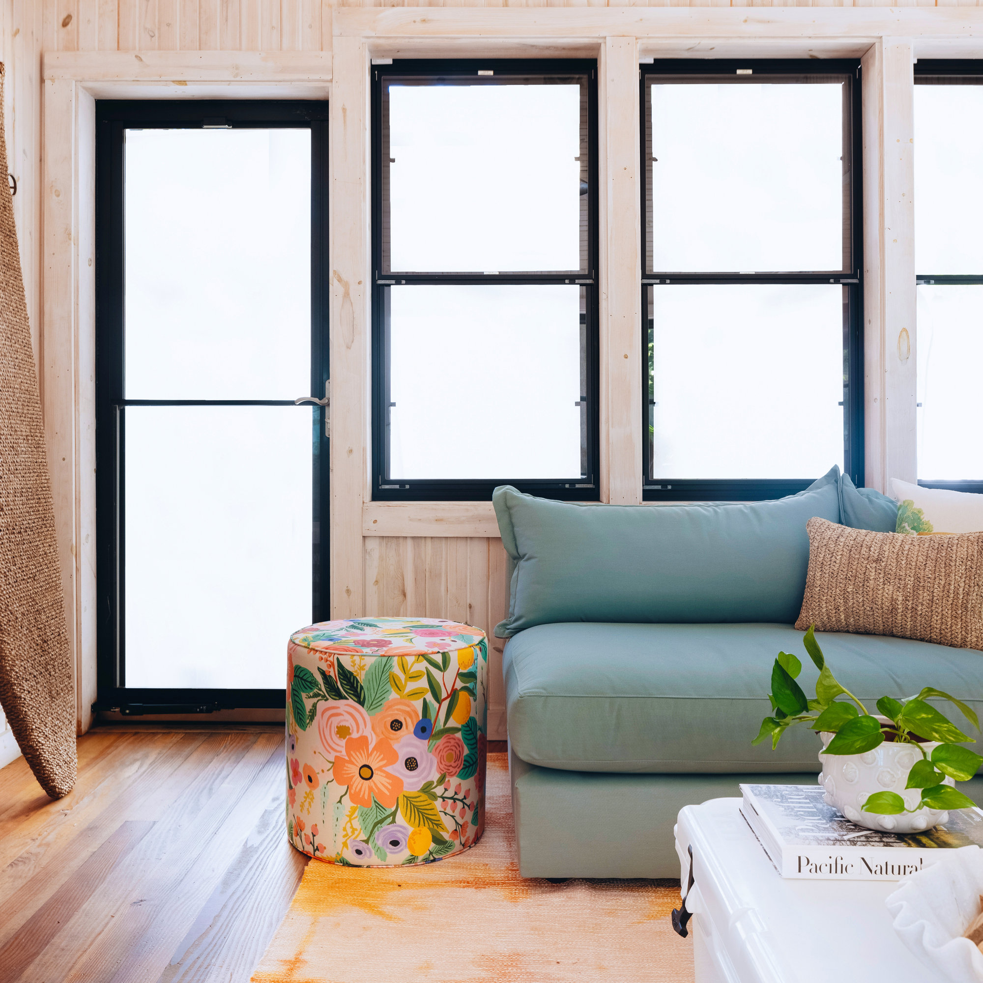 Rifle Paper Co. x Cloth & Company Billie Ottoman, Garden Party Linen Blend