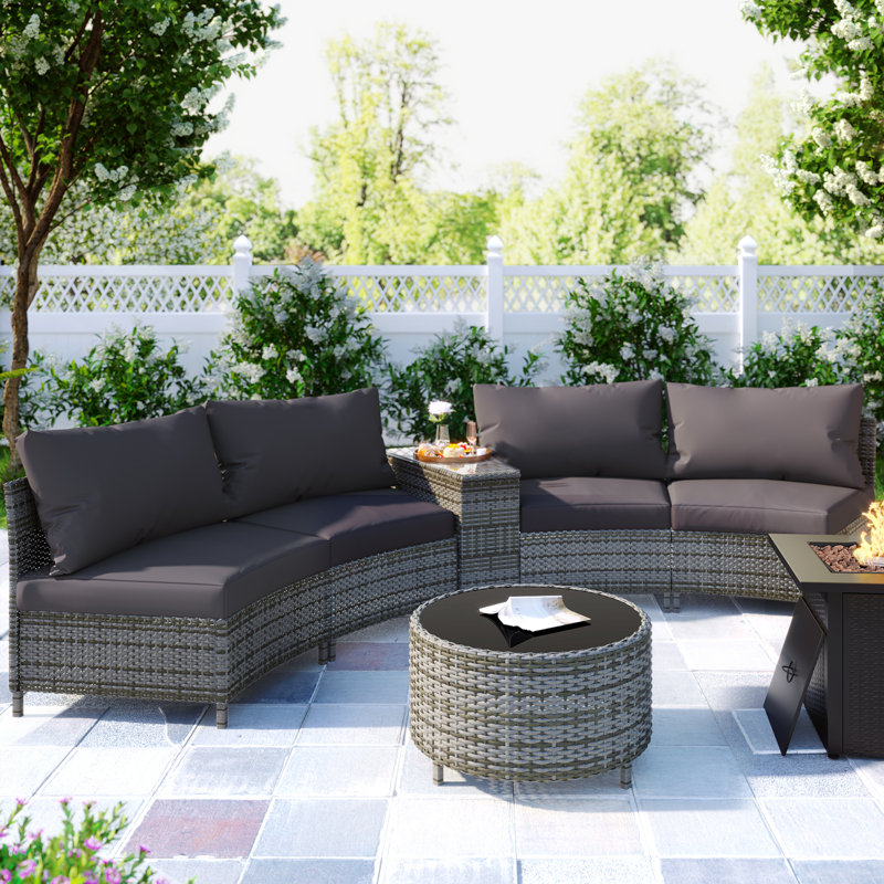 Foday Rattan 4 - Person Seating Group With Cushions