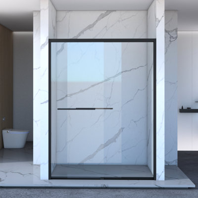 56 - 60"X70" Bathroom Shower Enclosure, Aluminum Frame Double Sliding, 8Mm Tempered Glass, Black, Waterproof, Effortless Install Manner Sliding Door, 60"X70", Frame, Matte Black Finish, Easy Plan