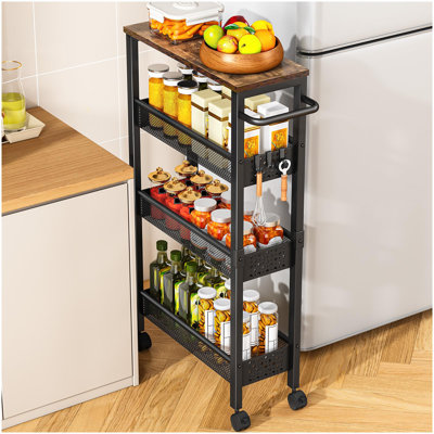 Utility Slim Storage Cart With Wheels by 17 Stories
