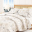 Ensemble de courtepointe réversible gris / taupe corail avec taies décoratives
