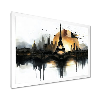 «Abstract Paris Eiffel Twilight Tower II - France», reproduction d'art sur toile encadrée