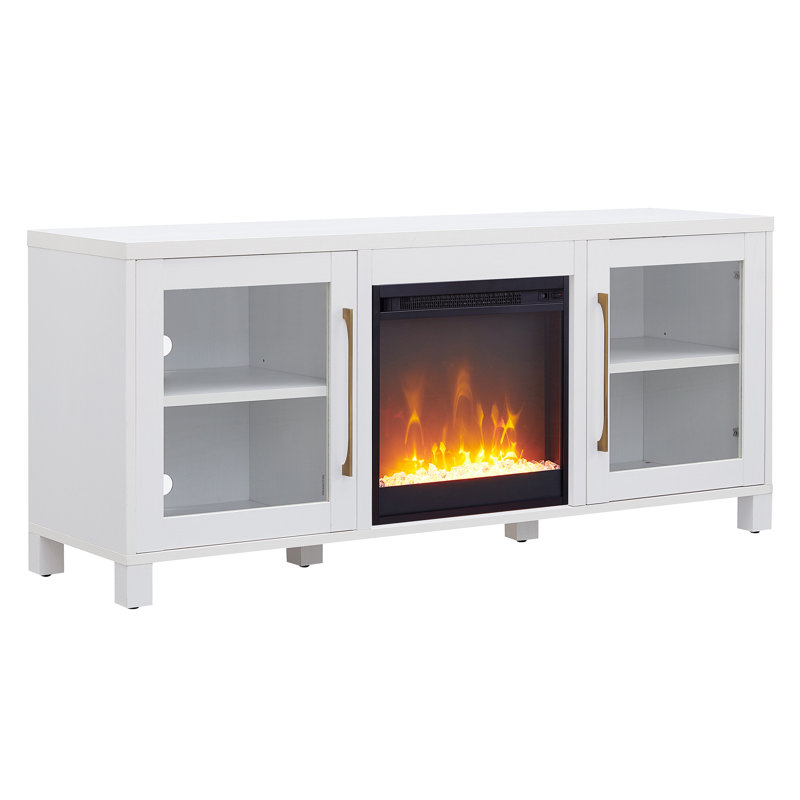Quincy TV Stand for TVs up to 65" with Fireplace Included, White