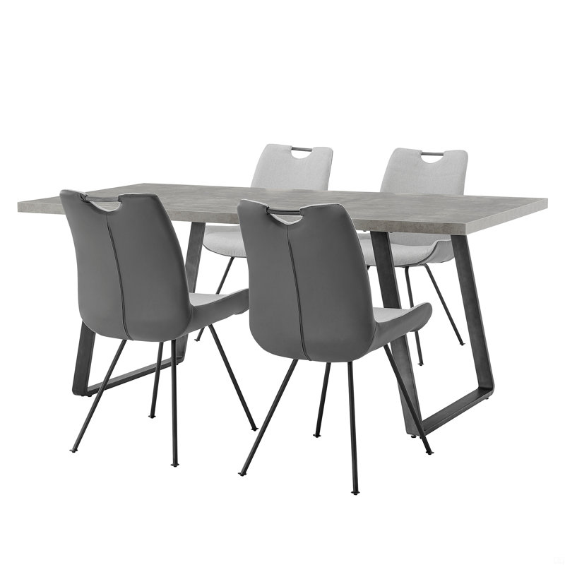 5 Piece Rectangular Dining Set, Light Gray