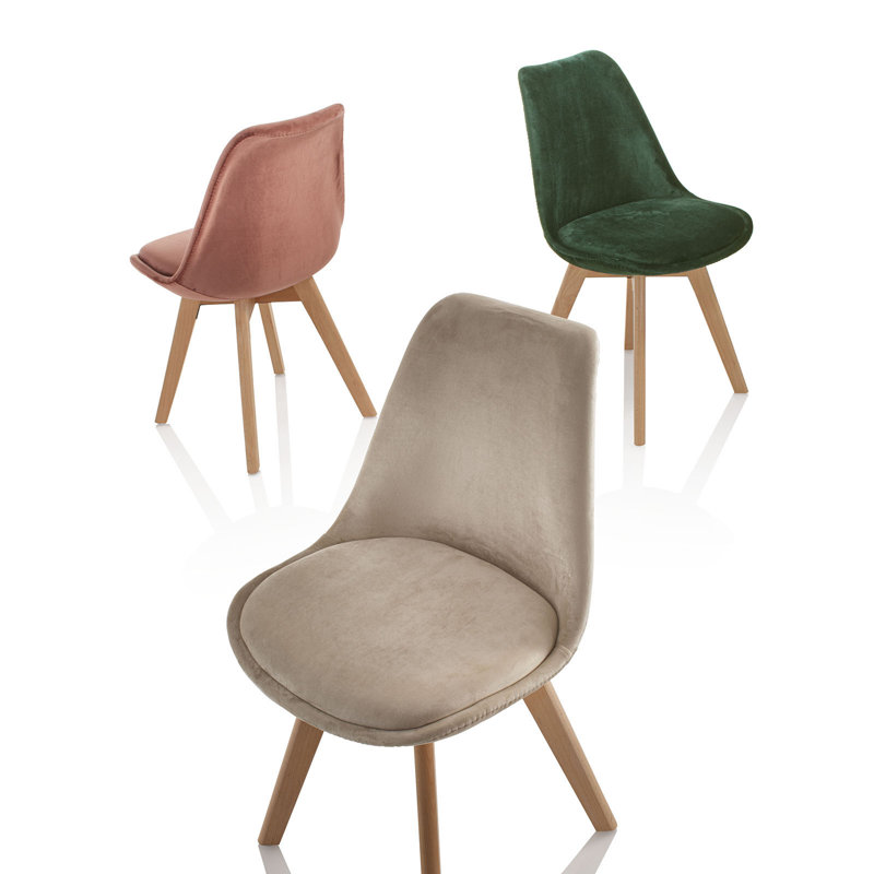 43cm H Velvet Upholstered Side Chair, Ecru