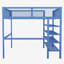 Lit mezzanine en métal avec tablettes à 4 niveaux et rangement