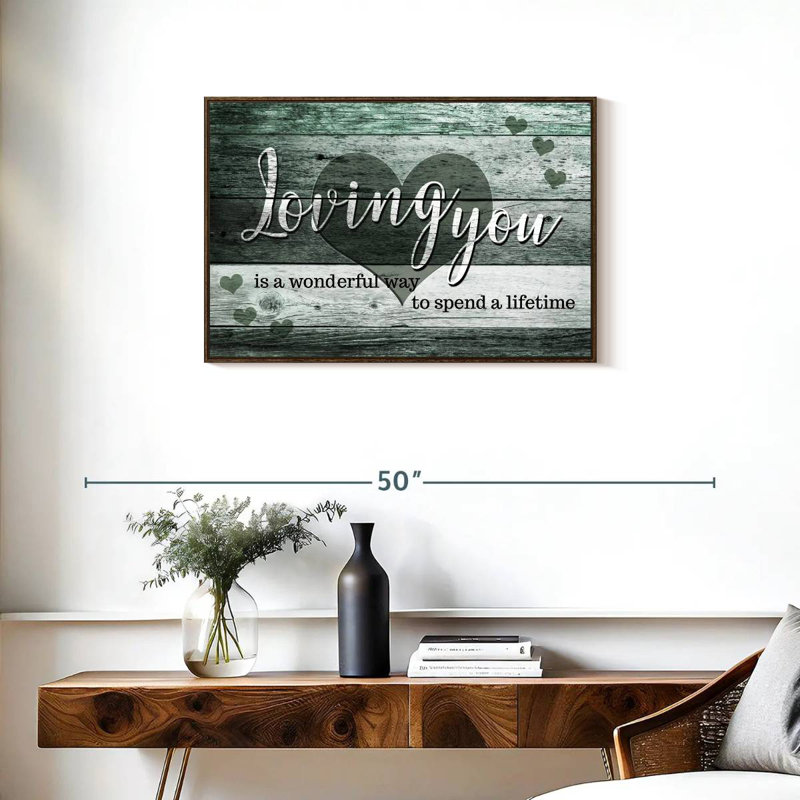 Citation de mariage «I Love You» II, Cadre flottant noyer, 31 po x 21 po