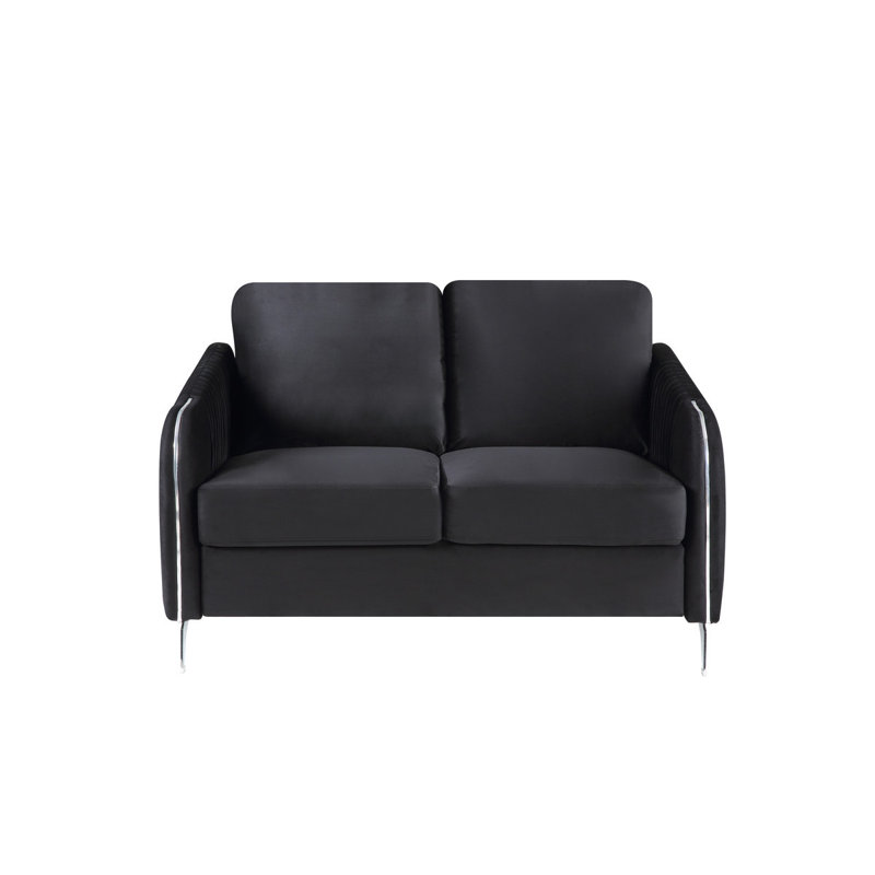 Causeuse moderne chic en velours noir Hadriano