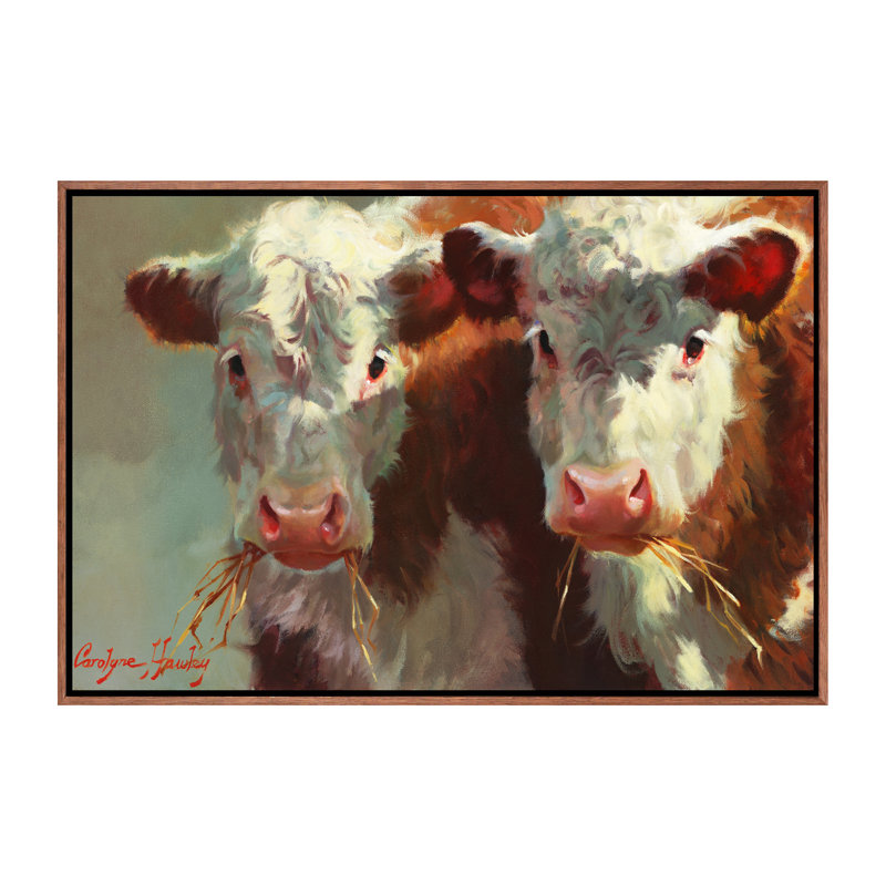 Cow Velles, art encadré, H 26 po x l 40 po x 1,5 po, Toile classique avec cadre brun