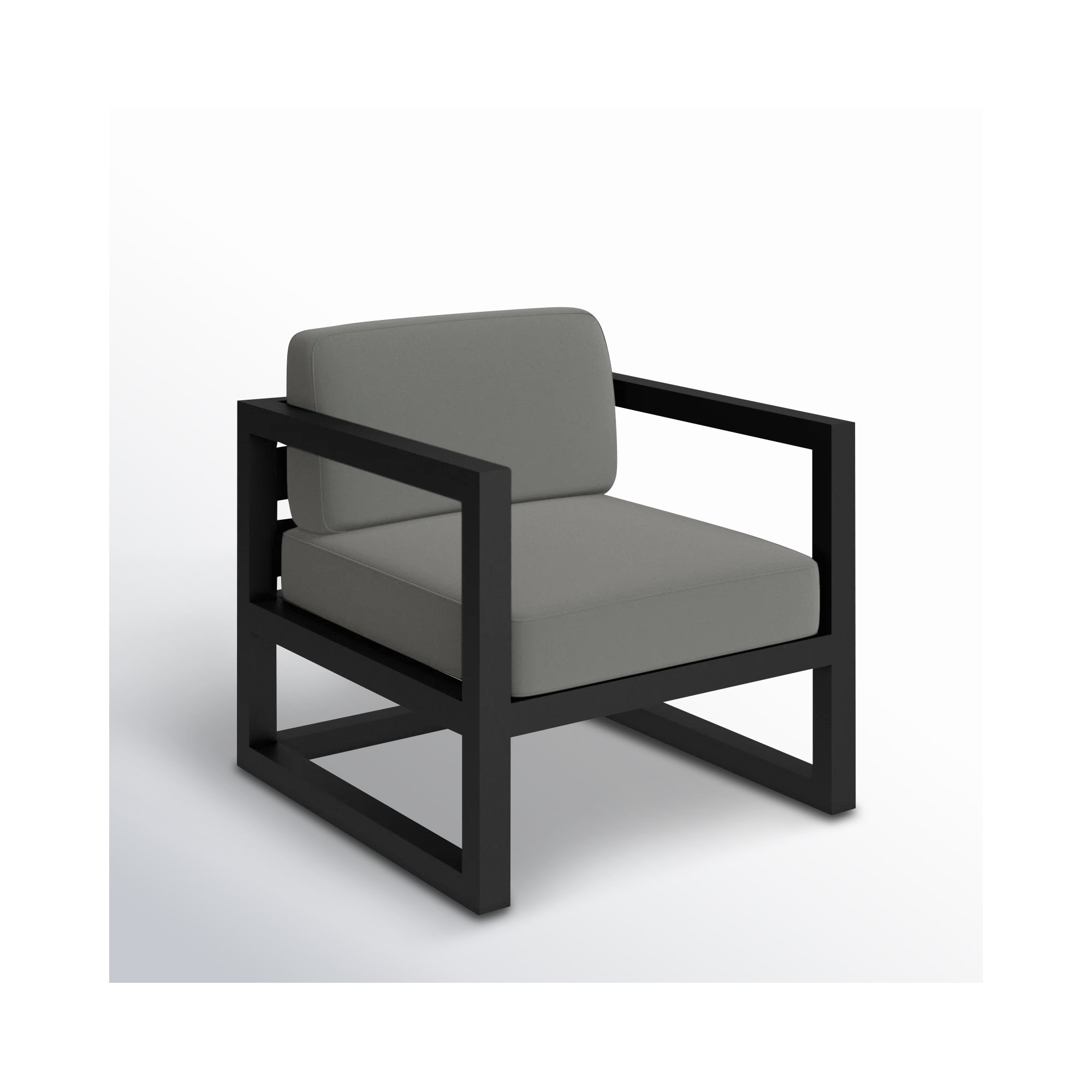 Smith Outdoor Lounge Chair with Sunbrella® Cushions, Canvas Charcoal, Black