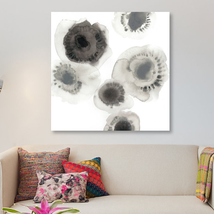 « centric pétales i », reproduction d’art sur toile tendue, H 18 po x l 18 po x P 1,5 po, Toile avec cadre noir, Pas de tapis
