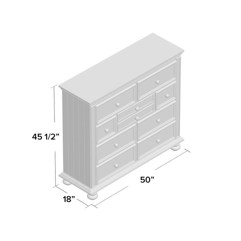 Patillo 50'' W 9 - Drawer Dresser, White