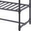 Chêne et table rectangulaire noir sablonneux avec des pieds de rangement supplémentaires en métal de caractère industriel en noir, options de tiroirs pratiques