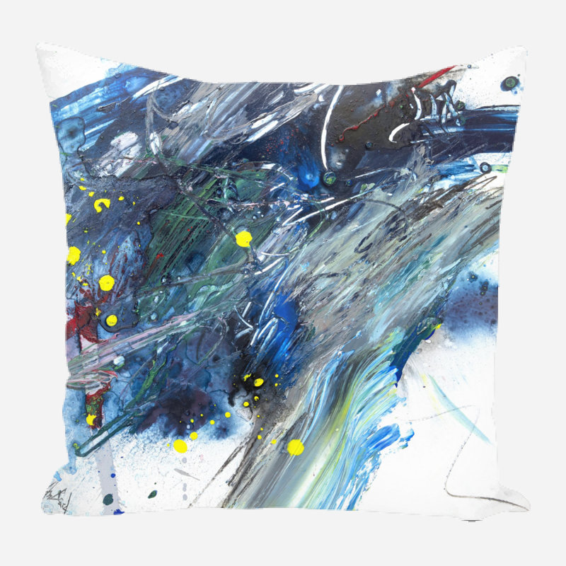 Abstract Linen Reversible Throw Pillow, 17" x 17"