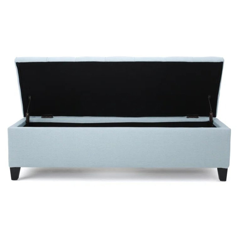 Banc de rangement en tissu Amalfi, Polyester bleu marine, 17" H x 51" W x 17.5" D